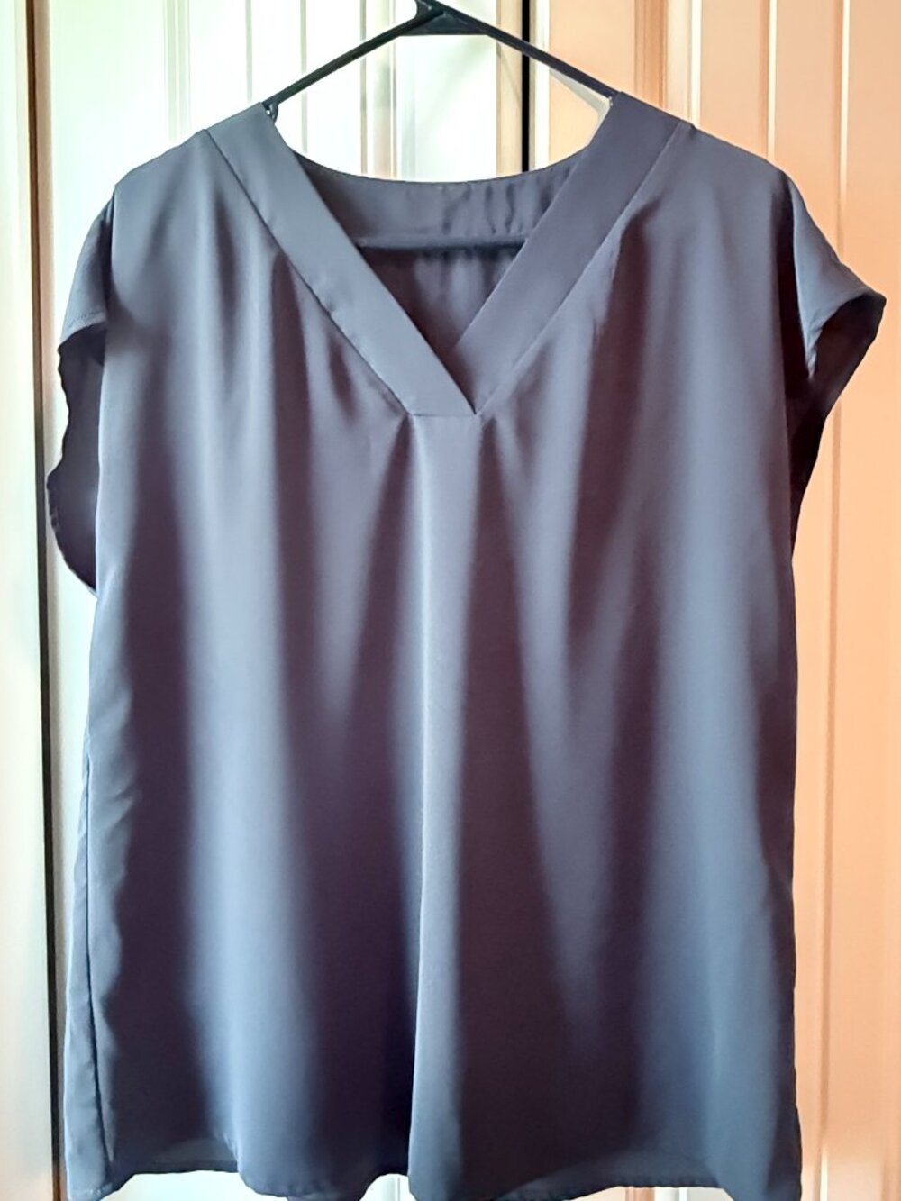 V-Neck cap sleeve blouse